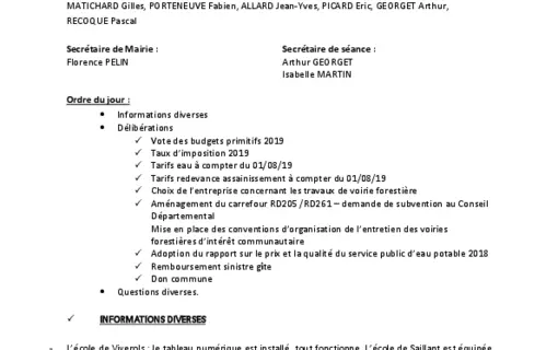 Compte-rendu Ann&eacute;e 2019
